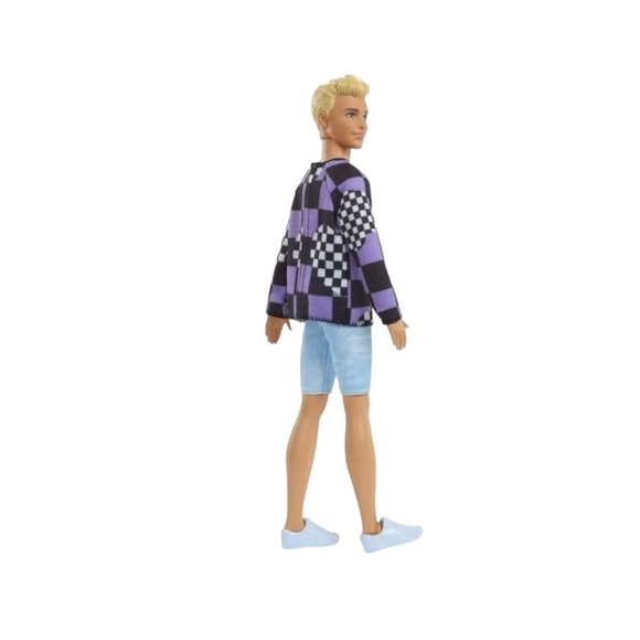 Barbie Fashionistas Ken #191 in Checkered Sweater with Blonde Hair & Sneakers - Picture 2 of 6
